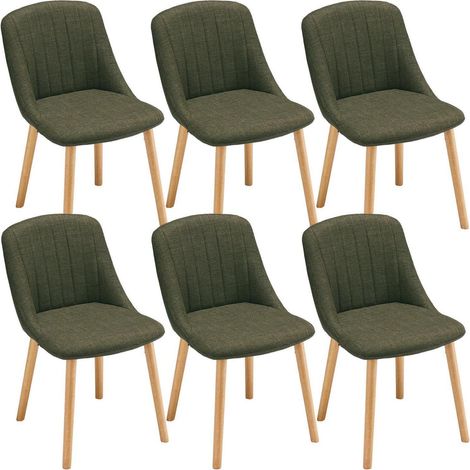 6er Set Esszimmerstühle mit Holzbeinen, Polsterstuhl Grasgrün (1/5)
