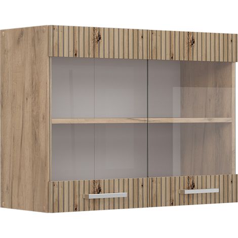 Mobile da cucina in vetro R-Line, Rovere artigianale, 80 cm, Vicco