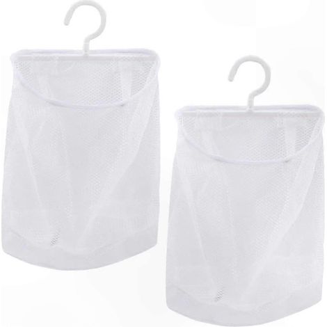 Lot de 2 filets de rangement avec crochets, sacs de stockage respirants pour salle de bain ou cuisine, 24,5x22 cm, penderie suspendue à mailles (1/5)