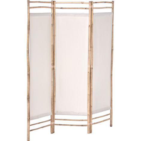 Biombo de 3 paneles de bambú madera natural estilo Japandi orgánico 135 x 160 cm marrón claro Alberobello