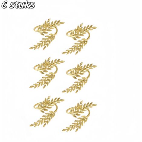 Lot de 6 ronds de serviette en forme d épi de blé et de grains de riz pour décoration de table hôtel et maison dorés (1/5)