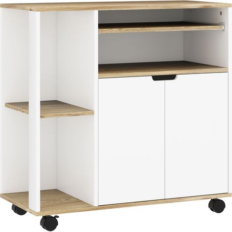 GagaDesserte de cuisine roulante avec rangement placard et etageres reglables blanc (1/5)