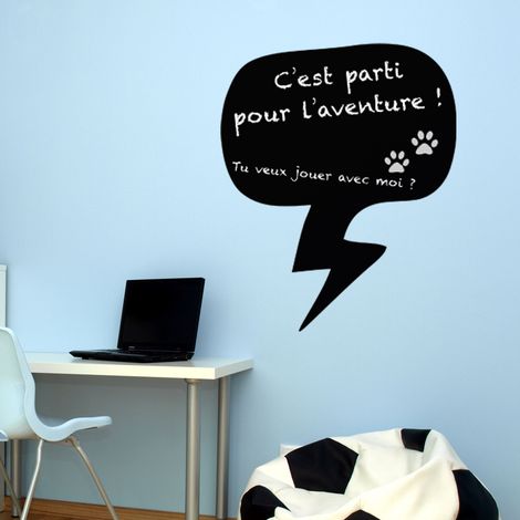 Sticker ardoise tableau noir - stickers muraux adhésif effaçable - BULLE DE CONVERSATION - 50x40cm (1/3)