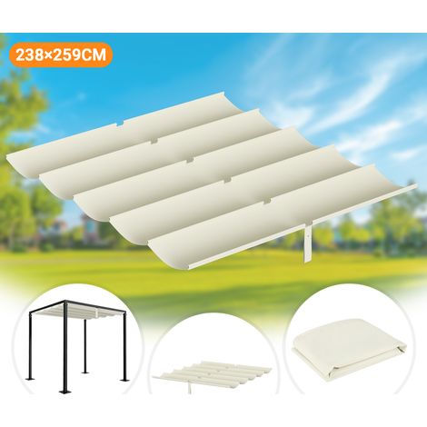 Jiubiaz 238×259cm Beige Pavillon Ersatzdach für 3×3m Gartenpavillon, Wasserabweisende Dachplane