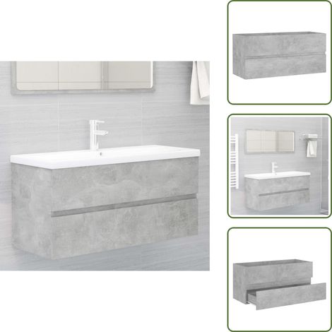 Armario de madera contrachapada - vidaXL Armario para lavabo contrachapada gris hormigón 100x38,5x45 cm - Armario gris hormigón