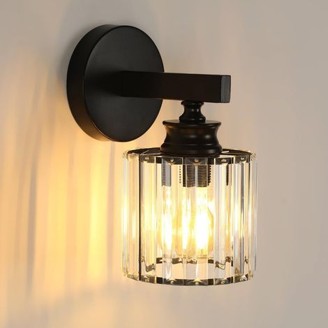 Applique Murale Cristal Noir E27 Moderne Industrielle Luminaire Murale LED pour Salon, Chambre, Couloir (1/5)
