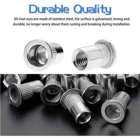 Écrou Rivet Nutsert - - M6 Type - Acier inoxydable - 50 PCS - Durable et facile à installer (1/3)