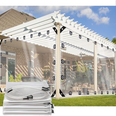 Bâche de Protection Imperméable Exterieur,0.5mm Bache Transparente 1mx2m Renforcée avec Oeillet Bâche Protection Pluie pour Poulailler Terrasse Serre Piscine Balcon (1/5)