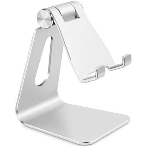 Foldable Aluminum Alloy Cell Phone Holder, Adjustable Metal Phone Holder, Desktop Phone Holder, Smartphone Holder, Silver (1/5)