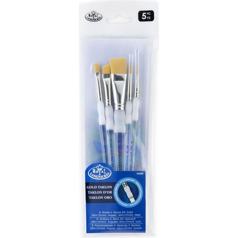 Pinceau Synthétique Doré à Manche Ergonomique Débutant 5 Pièces (1/5)
