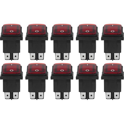 10 Interrupteurs à Bascule 2 Positions Marche/Arrêt 30A 125V 250V AC avec LED Rouge 4 Broches pour Bateau (1/5)