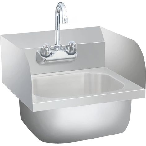 Fregadero lavamanos comercial con grifo de acero inoxidable vidaXL (1/5)