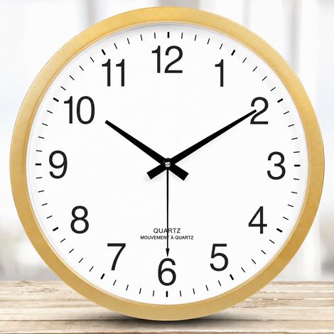 Horloge murale ronde dorée 14 pouces diamètre 35 cm silencieuse à quartz 14 doré 35cm 1 g – Livraison gratuite (1/5)