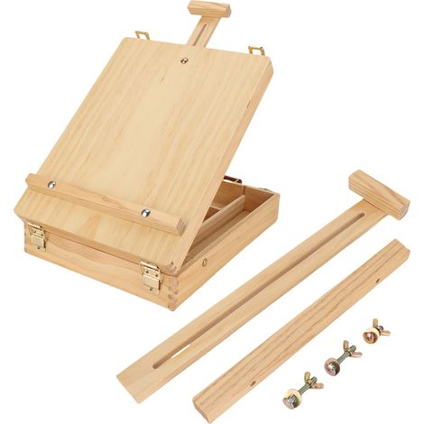 Chevalet de table, cadre en bois, pieds en caoutchouc, boîte à dessin portable, idéale pour les étudiants et les artistes. (1/5)