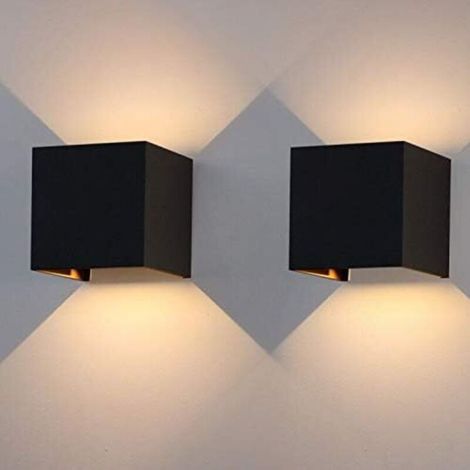 Applique murale LED 12 W pour intérieur/extérieur, angle de faisceau réglable, blanc chaud 3 000 K, étanche, noire (1/5)