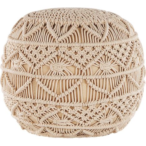 Pouf Makramee KAYSERI Baumwolle Beige (1/5)