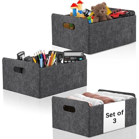 Fabric Storage Boxes, Foldable Box with Handle, Sturdy Storage Baskets and Shelves, Bedroom, Office (1/5)