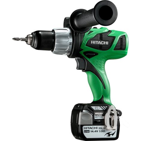 Hitachi – Perceuse percussion 13 mm – Visseuse 14,4 V avec 2 batteries 3Ah Li-ion – Couple 74Nm – Mandrin autoserrant 13 mm