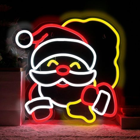 Enseigne Néon « Père Noël » – Décoration de Noël Dimmable, Alimentation USB, Panneau Lumineux pour Chambre, Salon, Soirées ou Cadeau de Noël (1/5)
