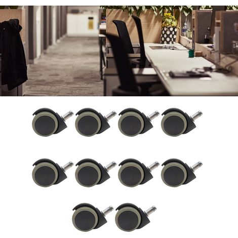 Lot de 10 Roulettes de Chaise Vert Armée, Nylon et PU, 5 cm, Rotation 360°, Roues de Fauteuil de Bureau pour Remplacement (1/5)
