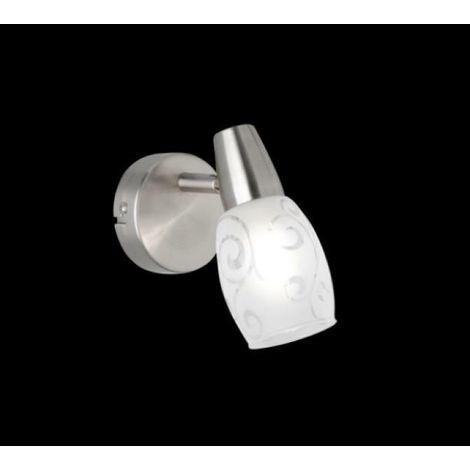 Wandstrahler COLMAR Metall Silber matt mit Dekorglas satiniert, Breite 8cm