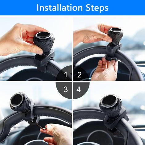 pomelli per volante GM, pomelli per volante ausiliari a 360 gradi, pomelli di accensione, auto, camion, barca Nero (Nero - B) (1/4)
