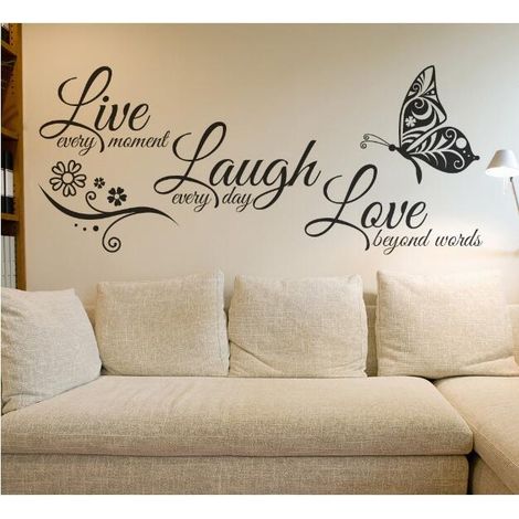 Famille Stickers Muraux, Citations Prononcés Mots Art Décor, Autocollant Mural Texte Chambre Salon Bureau Décoration Murale (1/5)