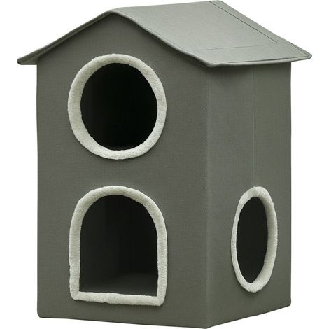 Home for cat to two levels with cushions washable, 3 inputs, 42 x 46 x 59,5 cm, gray (1/5)