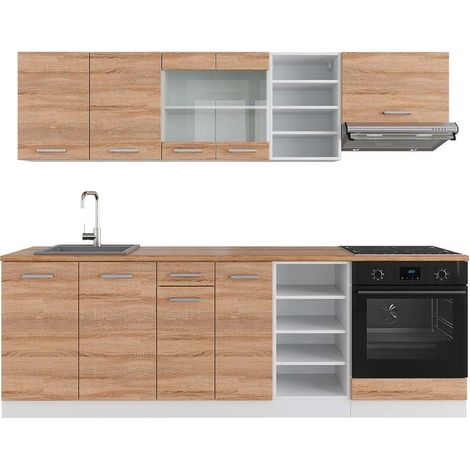 Mueble de cocina R-Line, Sonoma/Blanco, 240 cm , ET Roble, Vicco (1/5)