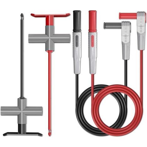 Fils de test multimètre 2 pièces – fiche banane 4 mm mâle-mâle avec sondes de perforation pour réparation automobile (1/4)