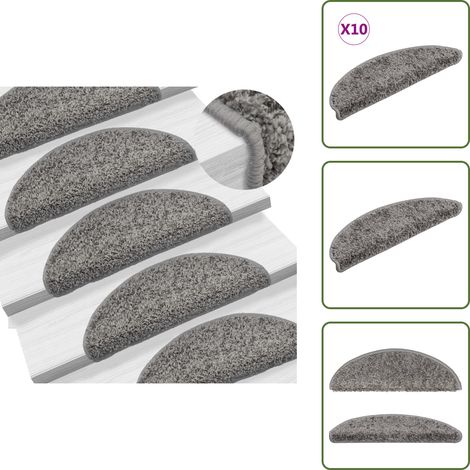 The Living Store Stufenmatten 10 Stk. 56x17x3 cm Grau Halbrund - Treppenabdeckung