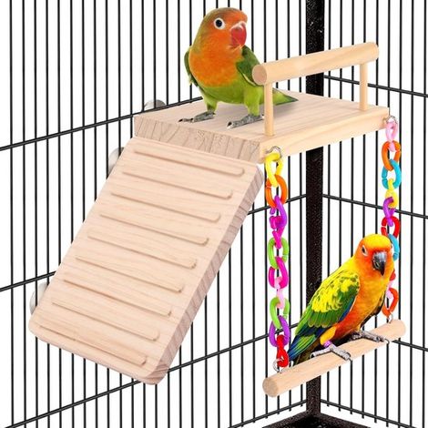 Percha para pájaros，accesorio para jaula，plataforma de columpio: adecuada para loros，periquitos de cola larga，loros del Pacífico (1/2)