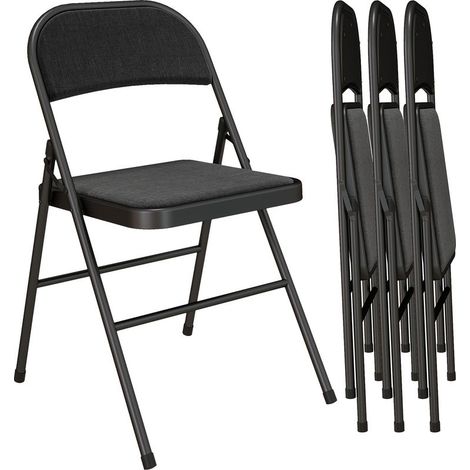 Lot de 4 chaises pliantes chaises de salle à manger portables cadre en acier 45 x 46 x 78 cm noir (1/5)
