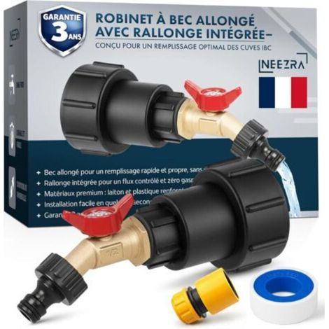 Robinet de Cuve 1000 Litres IBC – Bec Allongé avec Rallonge Intégrée – Kit Complet Laiton & Plastique Renforcé – Remplissage Propre Sans Éclaboussures – Garantie 3 Ans (1/5)