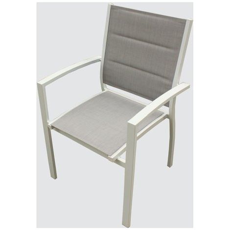 Amicasa Sedia Con Braccioli Vania Alluminio Textilene Doppio Strato Bianco/Grigio