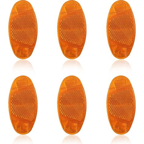 6 Pièces Catadioptre Velo Rayon de Roues, Réflecteurs Avant et Arrière pour la Conduite Nocturne, Accessoires Réfléchissant Jaune Yeux de Chat Orange Catadiope, Plastique (1/5)
