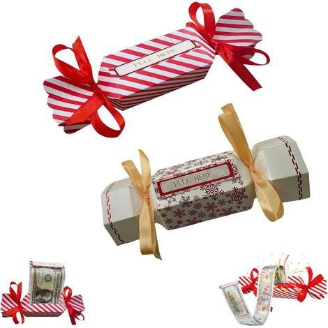 Boîte à billets de Noël 2 pièces cadeaux rouges et blancs surprises (1/5)