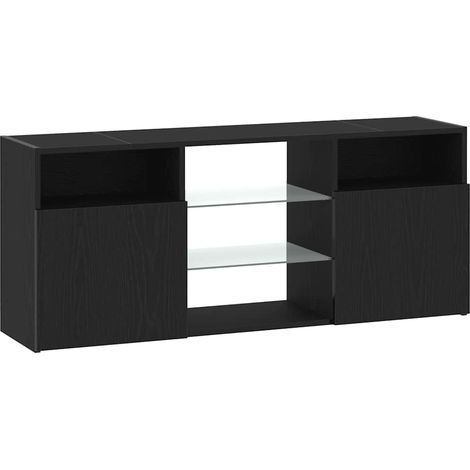 Meuble TV avec éclairage LED chêne noir 120 x 30 x 50 cm bois d'ingénierie vidaXL (1/4)