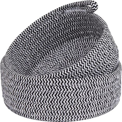 Lot de 2 petits paniers ronds en corde de coton tressée, parfaits pour ranger et organiser les jouets de bébé, les clés, les goûters ou pour offrir. Taille XS, gris. (1/5)