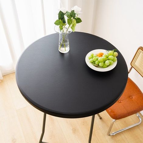 1 Funda redonda impermeable para mesas auxiliares de exterior – Mantel de vinilo para comer en la terraza – 60 cm – Negro (1/5)