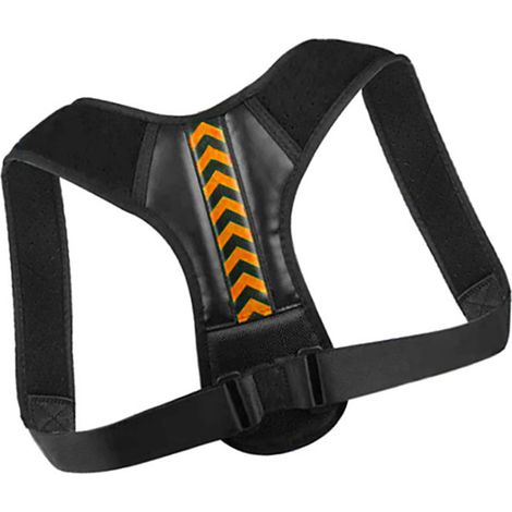 Correcteur de posture dos droit, ceinture de maintien élastique confortable, soutien lombaire homme femme, noir orange, taille unique. (1/5)
