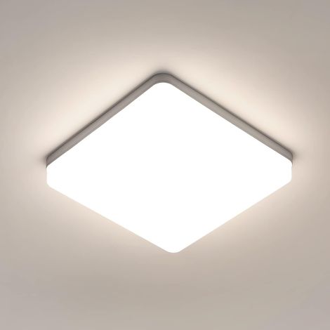 GOECO Plafoniere LED Quadrata Moderna Bianca, 36W 4050LM Luce Naturale 4000K per Soggiorno Camera da letto Balcone Cucina Bagno (23x23x4cm) - GOECO