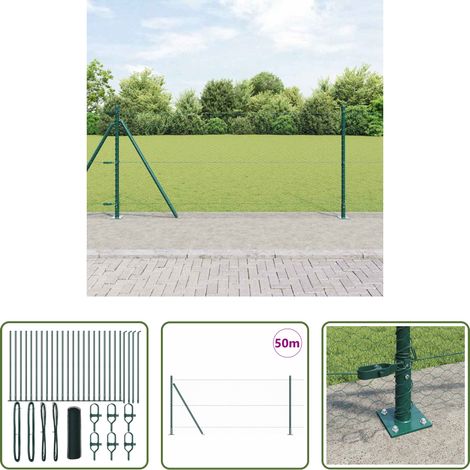 vidaXL Sécurité extérieure - Poteau de clôture. Vert 50 x 1 m (maillage de 25 mm) (1/5)