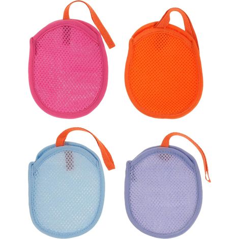 4 Pièces Filet Moussant Pliable pour Savonnette en Barre, Structure en Maille Sandwich Fine et Uniforme, Forme Ovale en Polyester avec Boucle Suspendue, pour Spa et Salle de Sport (1/5)