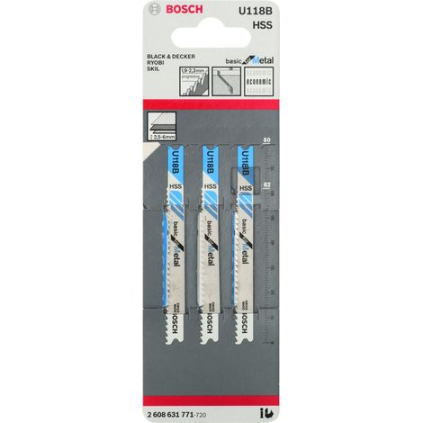 Bosch  3x  Hoja  de  sierra  de  calar  U  118  B  Basic  for  Metal  -  2608631771