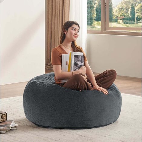 Poltrona pouf 3FT 90 x 90 x 50 cm convertibile in letto aggiuntivo, grigio scuro DESVIAE (1/5)