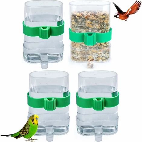 Green Mobility-4 Pièces Distributeur d'animaux de Compagnie Automatique Distributeur d'eau Plastique Transparent Abreuvoir À Oiseaux Automatique Mangeoire à Oiseaux pour Cage à Oiseaux Petit Animal (1/5)