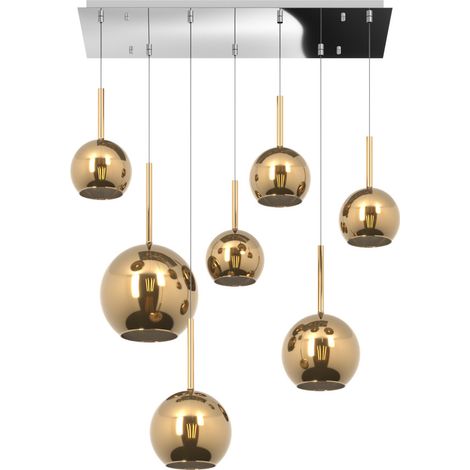 SOSP. CROMO RETTANGOLARE 7 LUCI VETRI (1 GRANDE+2 MEDIO +4 PICCOLO) TUTTI ORO 1155CR-S7 RMIX-OR (1/3)