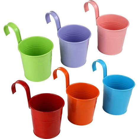 Set of 6 Indoor Hanging Metal Flower Pots with Removable Hook Gardening Decoration (1/5)