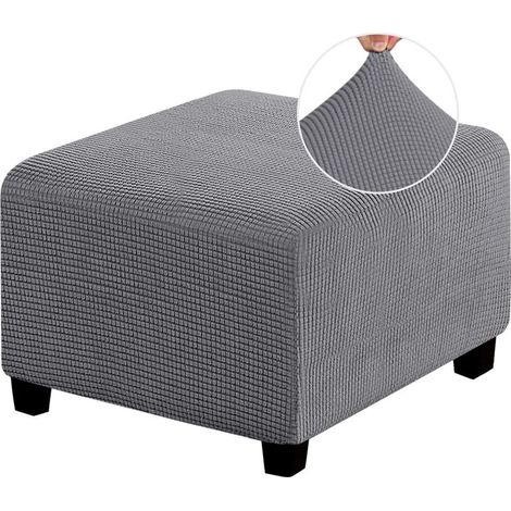 Housse de tabouret carrée élastique pour tabouret de rangement et repose-pieds (gris foncé) (1/5)
